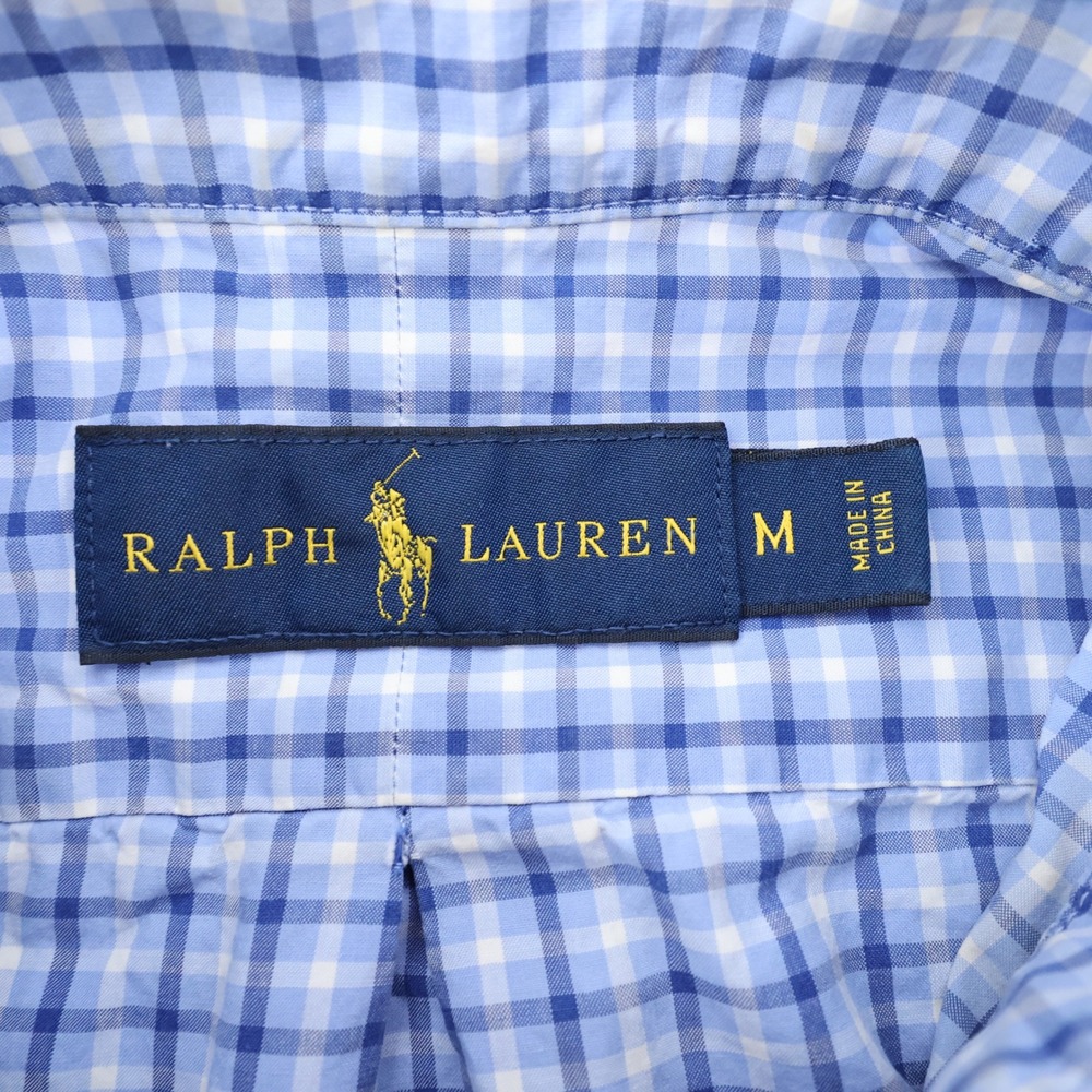 Polo Ralph Lauren Men's Blue Plaid Button Down Shirt Medium Long SLeeve‎ Flaws - Picture 2 of 10